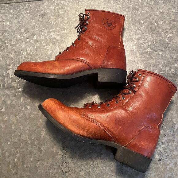 Vintage Ariat Lace Up Boots Mens 9.5 EU 42.5 Brown Leather 02 Competitor Western main image 7